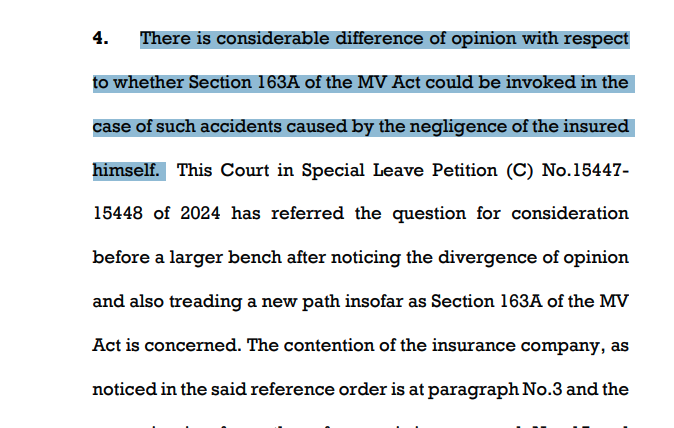 A. Jyothi  vs. ICICI Lombard General Insurance Company Area Manager  2025 INSC 1469 - S.163A MV Act - Negligence Of Insured - Larger Bench Reference