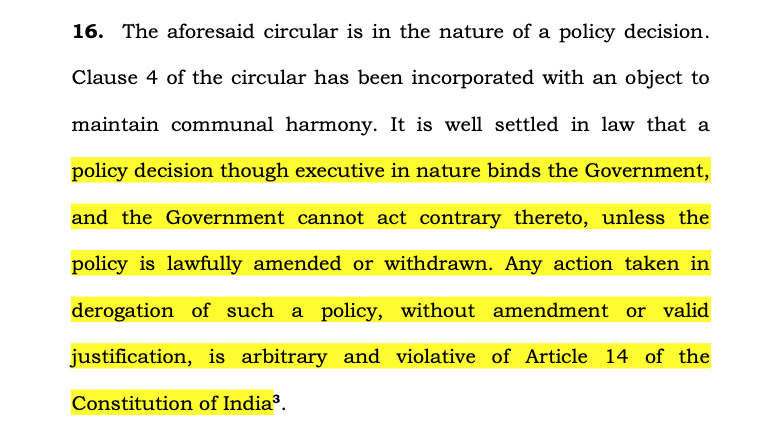 Bhika Ram vs State of Rajasthan  2025 INSC 1482 - Policy Decision - Binding Nature