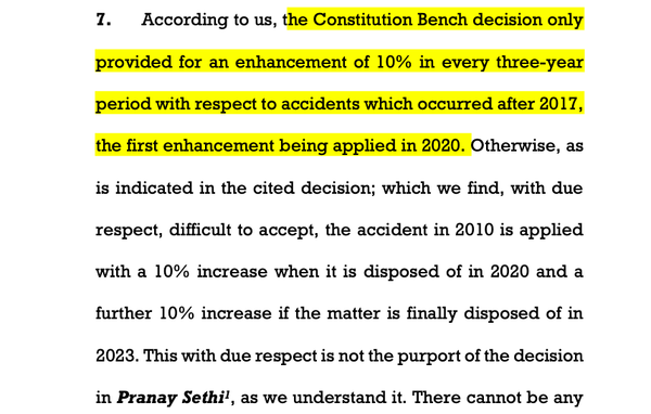 Hasina Yasmin vs National Insurance Co. Ltd.  2025 INSC 1501 - Motor Accident Compensation - Pranay Sethi - Enhancement - Referred to Larger Bench