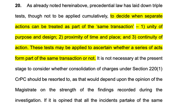 State (NCT of Delhi) v. Khimji Bhai Jadeja; 2026 INSC 25 - CrPC/BNSS - Triple Tests - Same Transaction - Consolidation Of FIRs