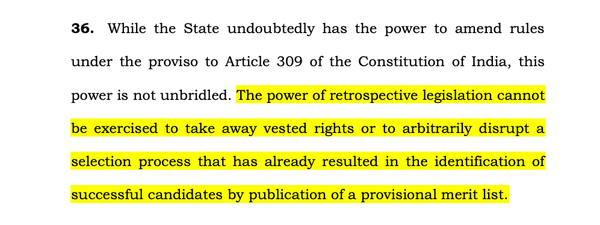 Abhay Kumar Patel v. State of Bihar; 2026 INSC 24 - Public Employment - Recruitment - Retrospective Amendment Of Rules