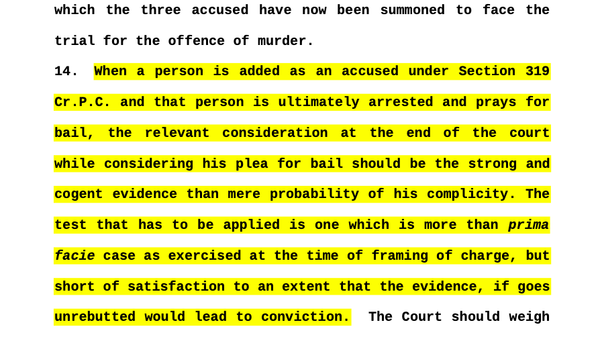 Md Imran @ D.C. Guddu v. State of Jharkhand; 2026 INSC 36 - S.319 CrPC - Bail - Tests