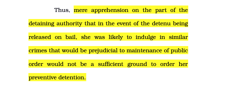 Roshini Devi v. State of Telangana  2026 INSC 41 -  Preventive Detention - Bail Apprehension