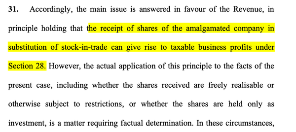 Jindal Equipment Leasing Consultancy Services Ltd v. Commissioner of Income Tax, Delhi–II, New Delhi; 2026 INSC 46- S.28 Income Tax Act - Amalgamation - Receipt Of Shares