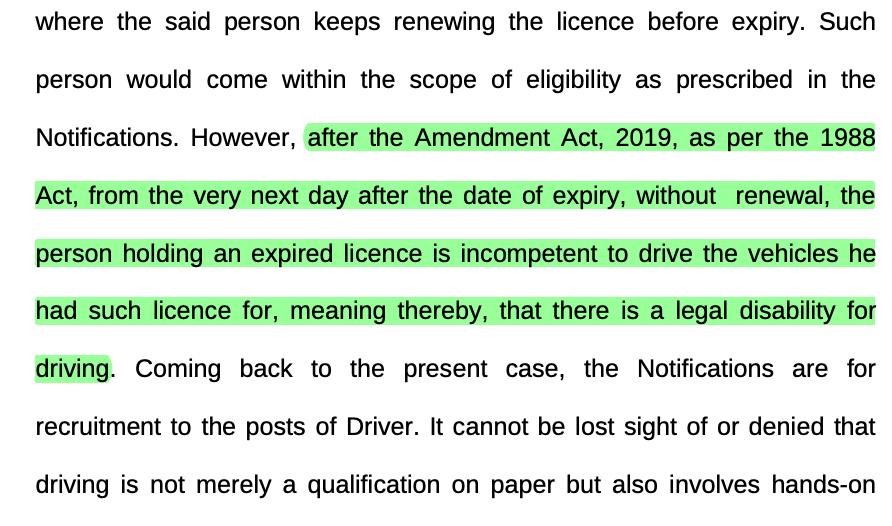 Telangana State Level Police Recruitment Board v. Penjarla Vijay Kumar 2025 INSC 1452 - S.14 Motor Vehicles Act - Expiry Of Driving Licence